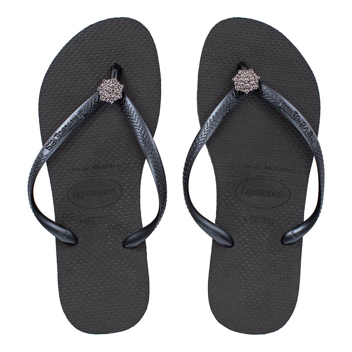 ladies black slim havaianas