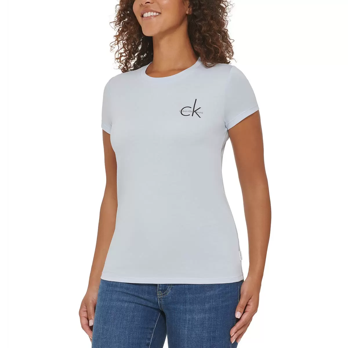 Calvin Klein Jeans 女Logo短袖上衣 淺藍 M