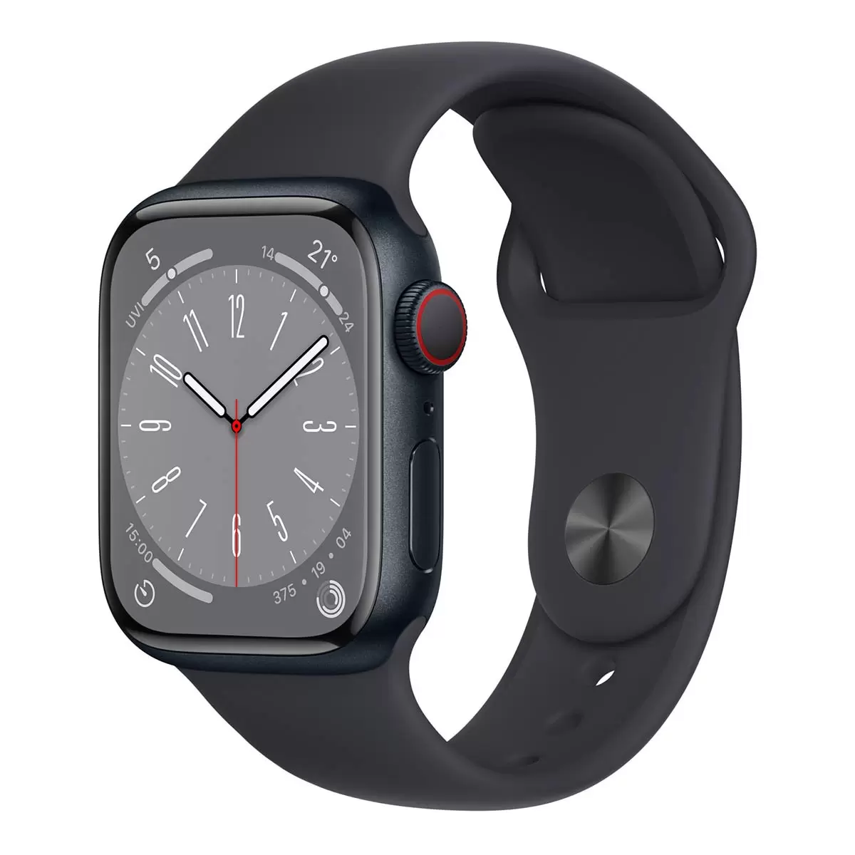 Apple Watch S8 (GPS + 行動網路) 41公釐午夜色鋁金屬錶殼 午夜色運動型錶帶