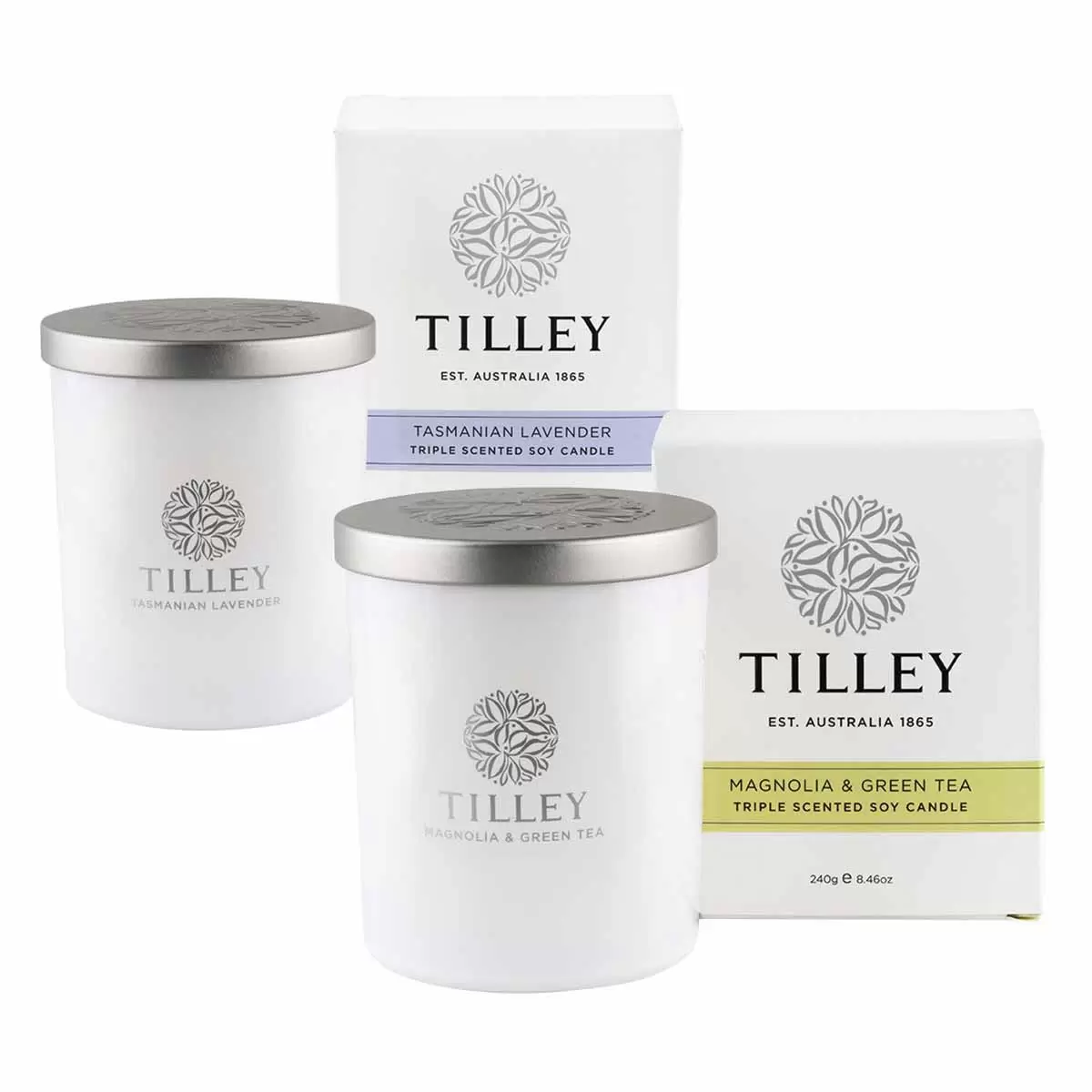 Tilley 微醺大豆香氛蠟燭2入組 木蘭與綠茶 + 塔斯馬尼亞薰衣草