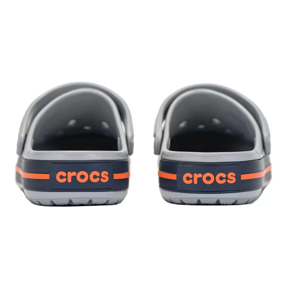 Crocs 中性款涼鞋 灰底橘邊條 US 7