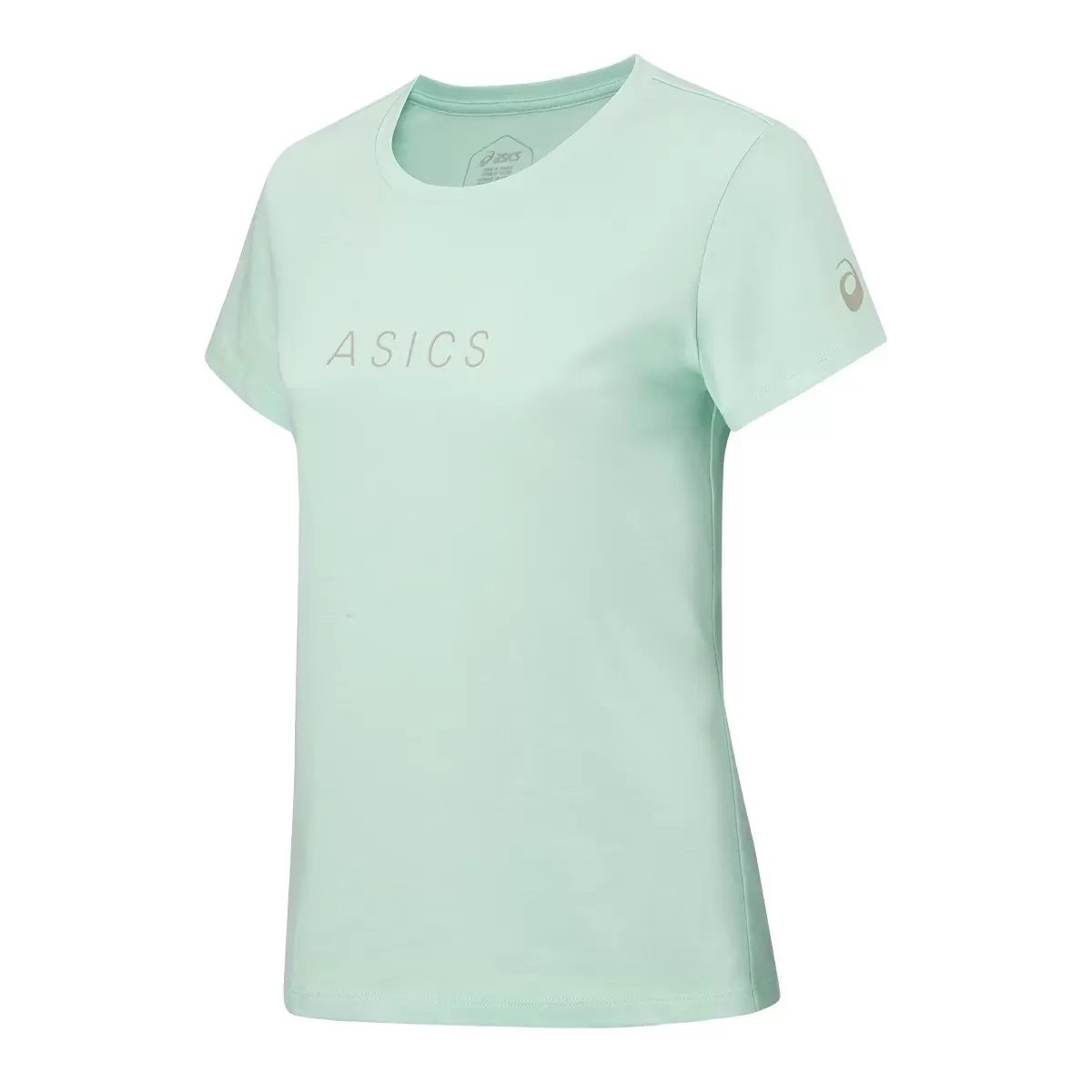 ASICS 女短袖運動上衣 淺綠 M