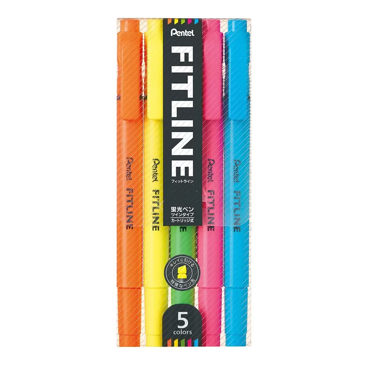 Pentel Fitline 雙頭螢光筆 20入裝 5色套組 黃 + 橘 + 綠 + 粉紅 + 藍