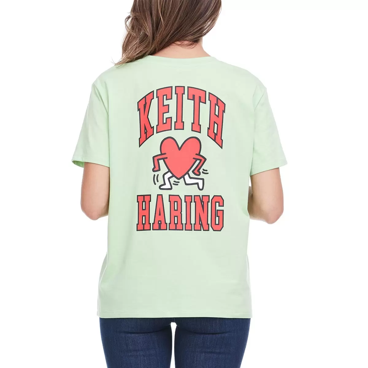 Keith Haring 女塗鴉短袖上衣 淺綠 XL