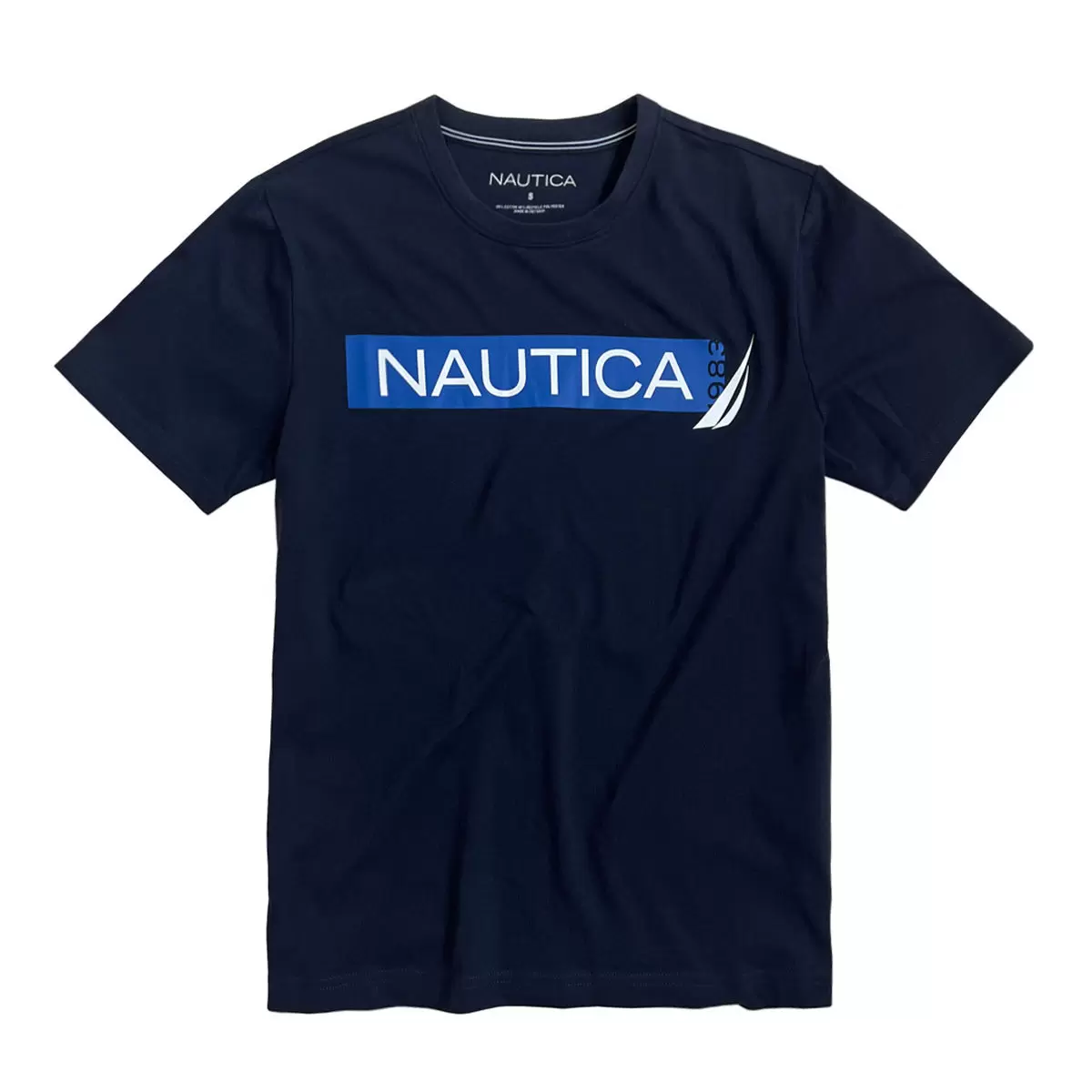 Nautica 男短袖上衣 深藍色文字Logo S