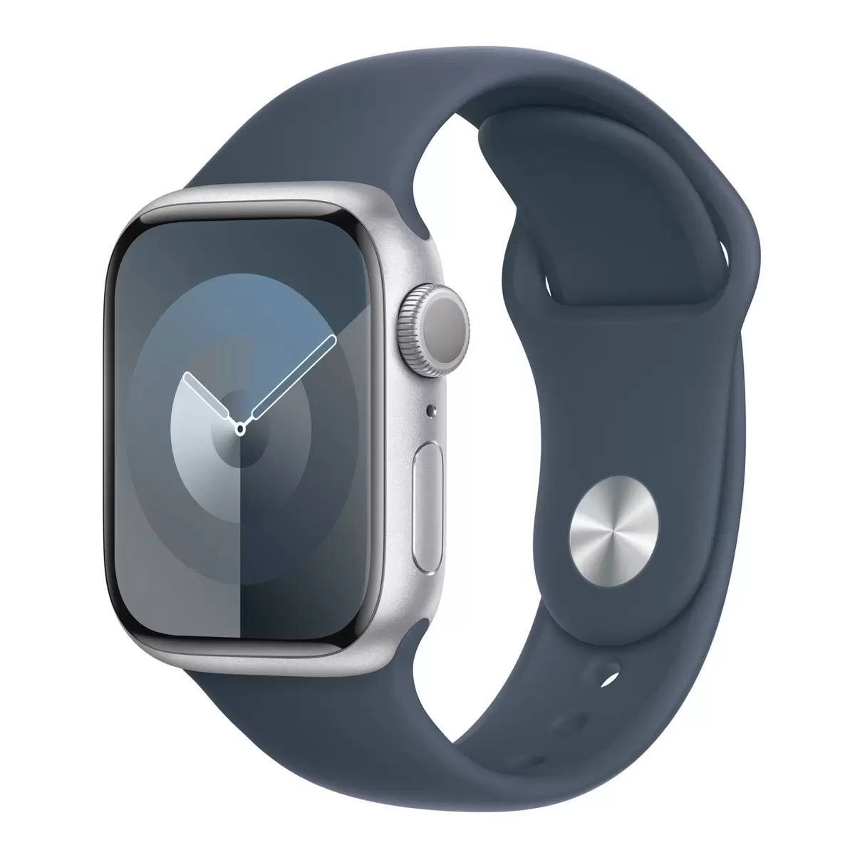 Apple Watch S9 (GPS) 41公釐 銀色鋁金屬錶殼 風暴藍色運動型錶帶