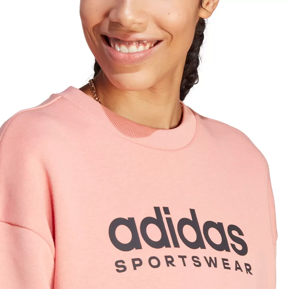 Adidas 女長袖休閒長版上衣 粉紅