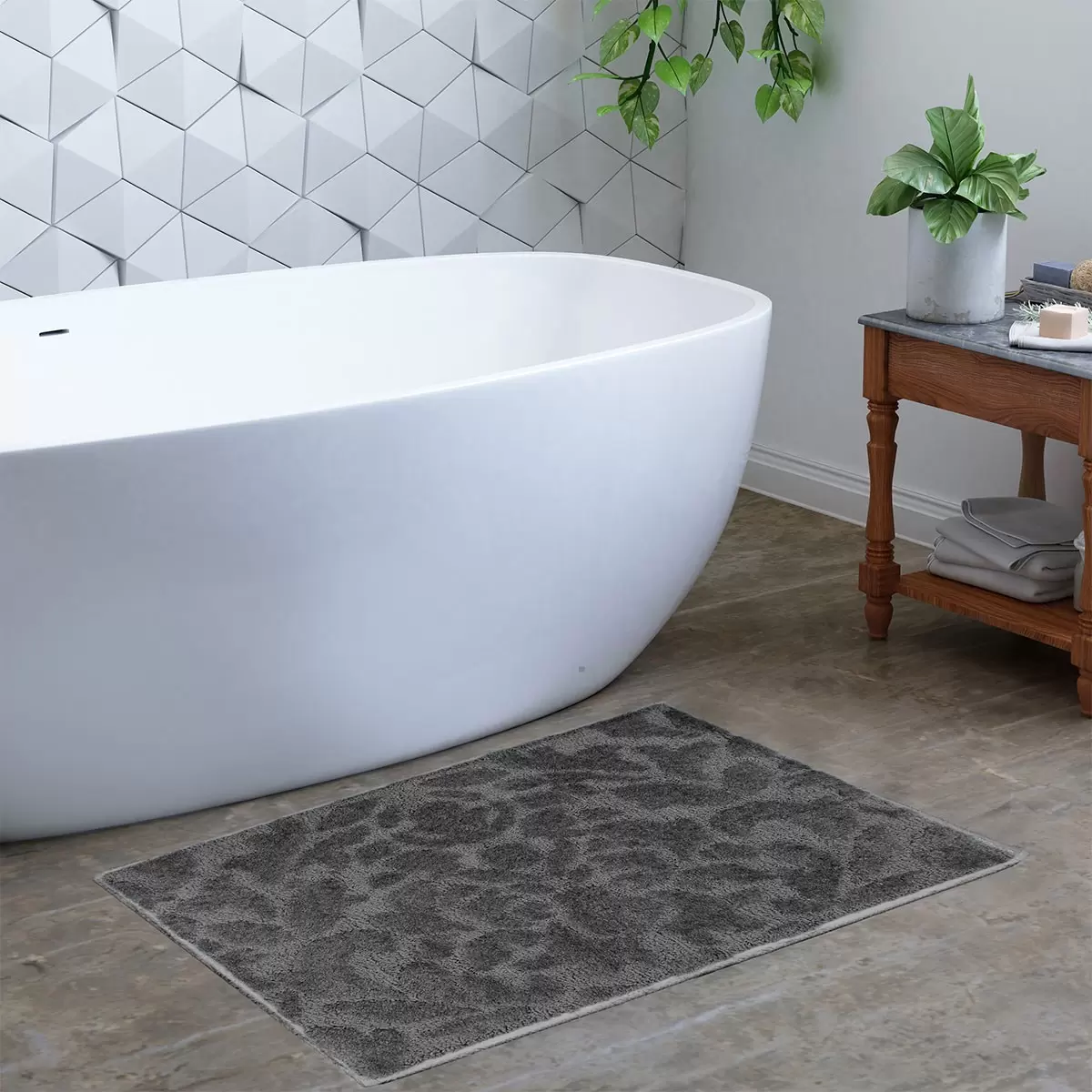 Interior & Style 柔軟浴室地墊2入 45 公分 X 64 公分 灰