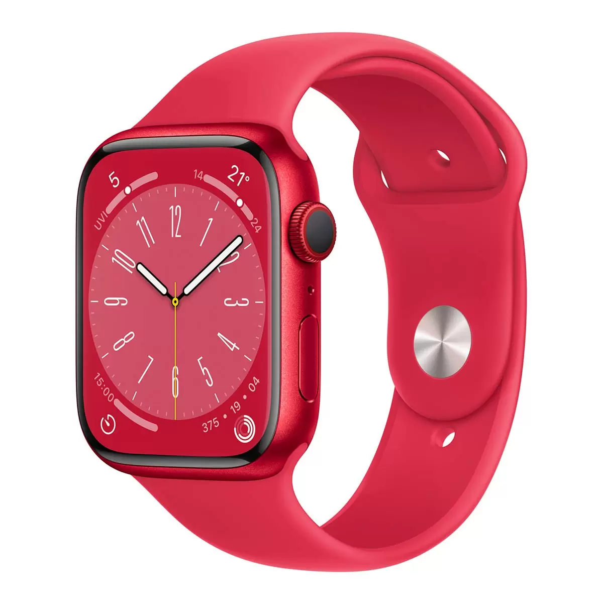 Apple Watch S8 (GPS + 行動網路) 45公釐紅色鋁金屬錶殼 紅色運動型錶帶