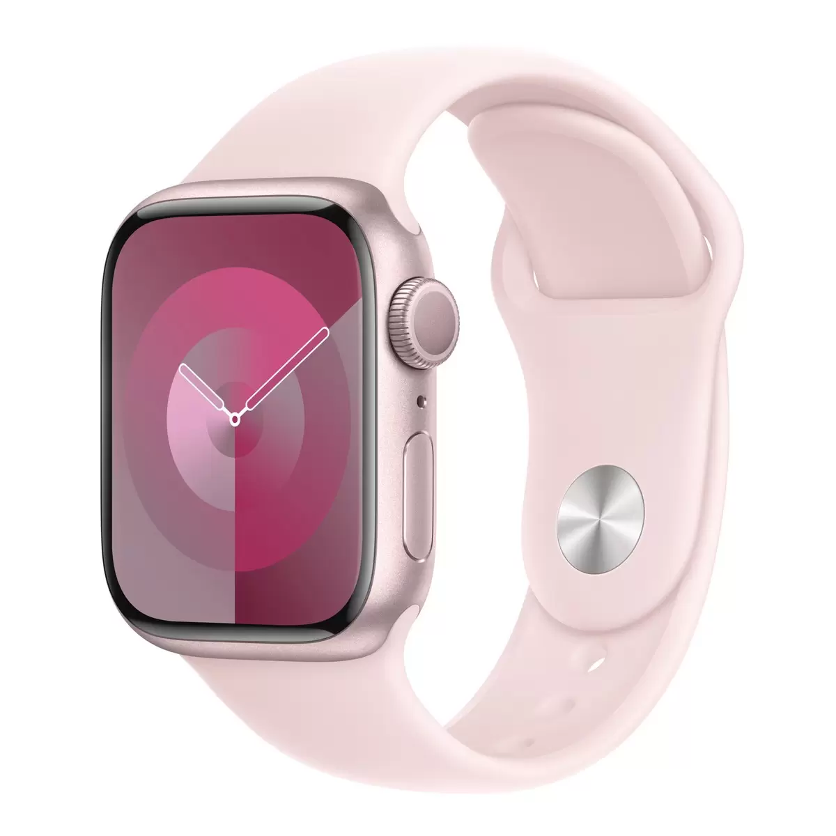 Apple Watch S9 (GPS) 41公釐 粉紅色鋁金屬錶殼 淡粉色運動型錶帶 S/M