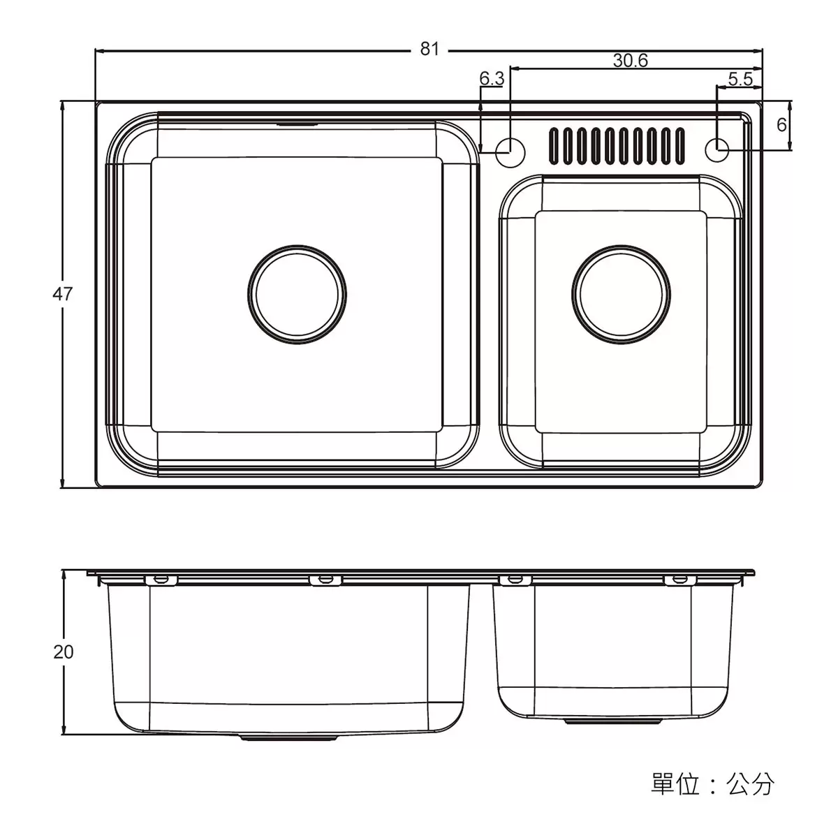 Kohler Cuff 32吋 不鏽鋼雙槽廚房水槽