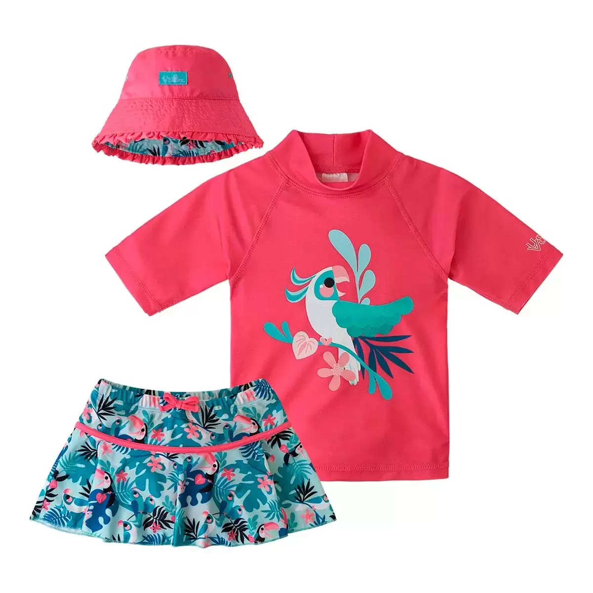 UV Skinz 兒童泳衣 三件組 粉紅色 4歲