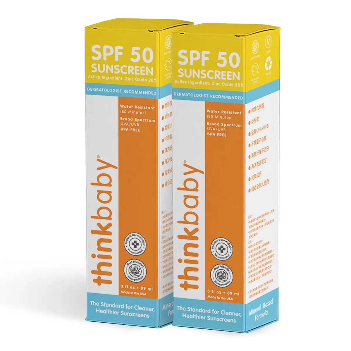 Thinkbaby 新寶貝純物理防曬霜 SPF 50 89毫升 X 2入