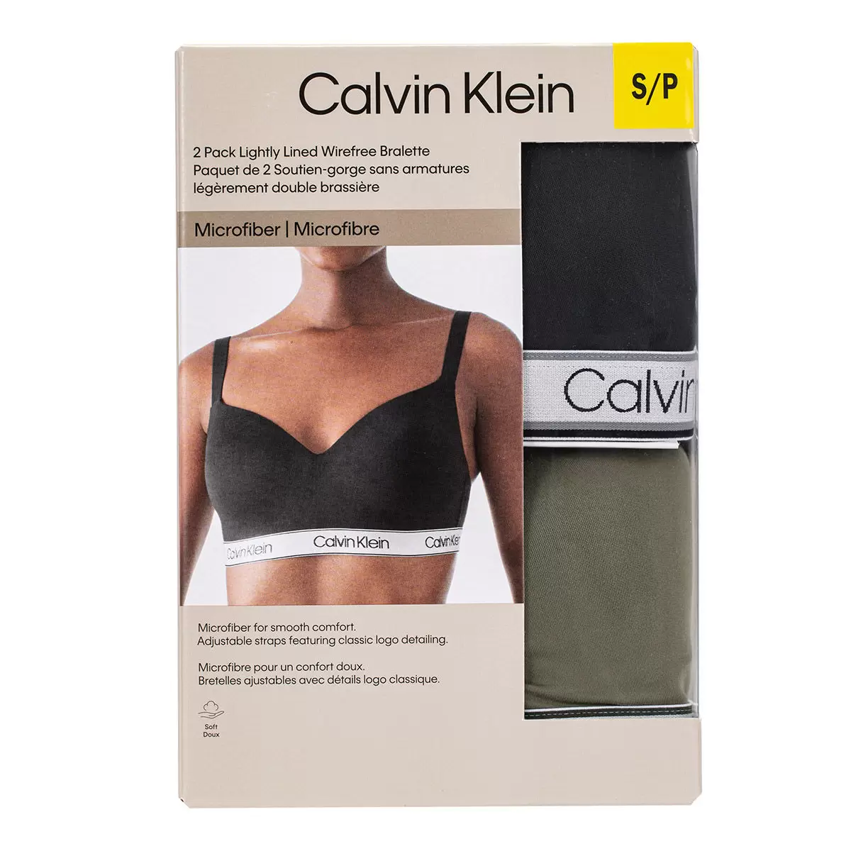 Calvin Klein 女無鋼圈內衣兩入組 黑/墨綠 M