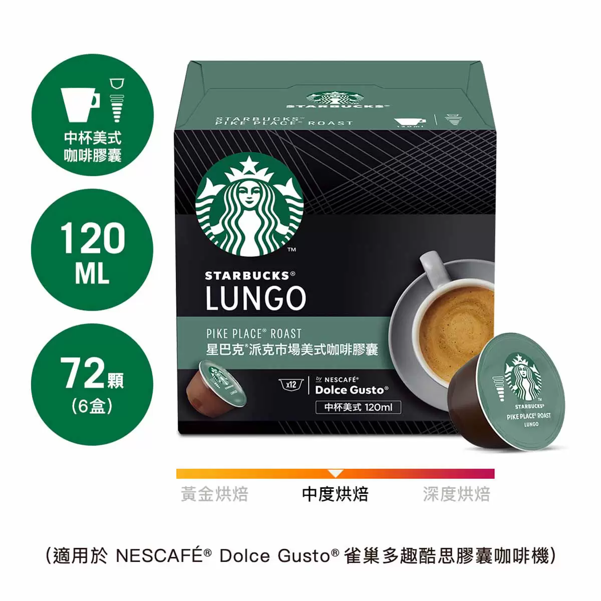 星巴克 派克市場美式咖啡膠囊 72顆 適用NESCAFE Dolce Gusto機器