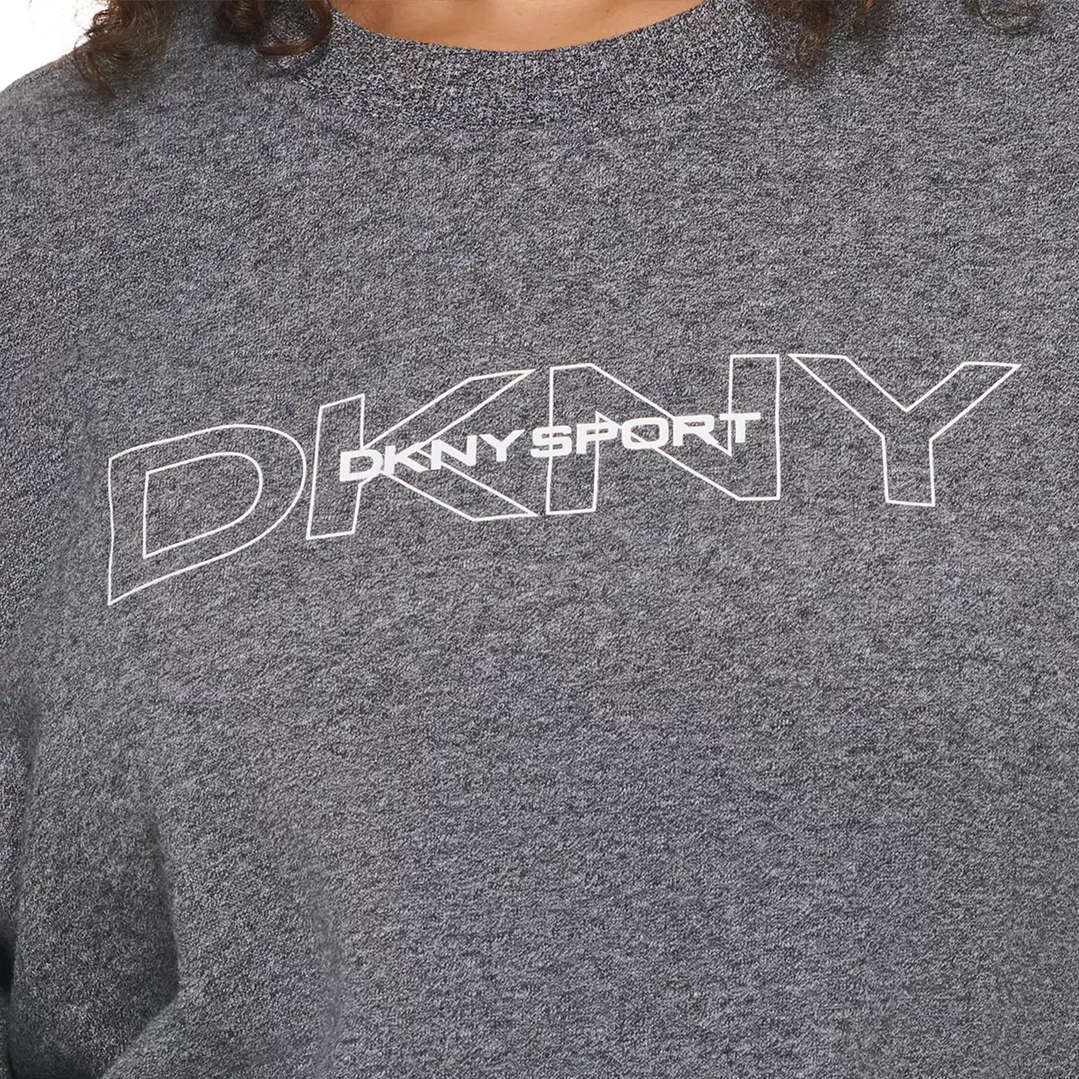 DKNY Sport 女Logo圓領長袖上衣 灰