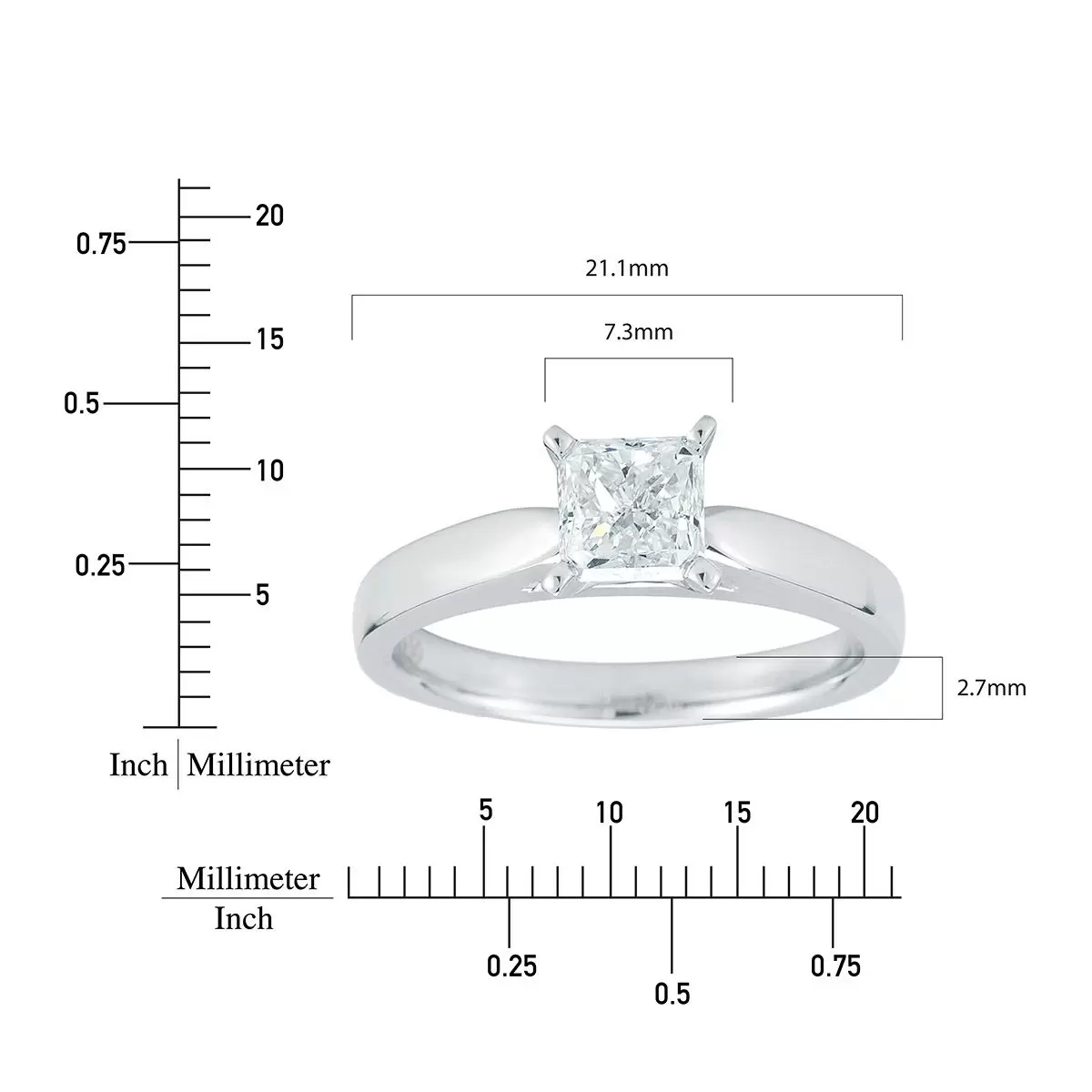 0.50克拉 鉑金 方形鑽石戒指 VS2/I