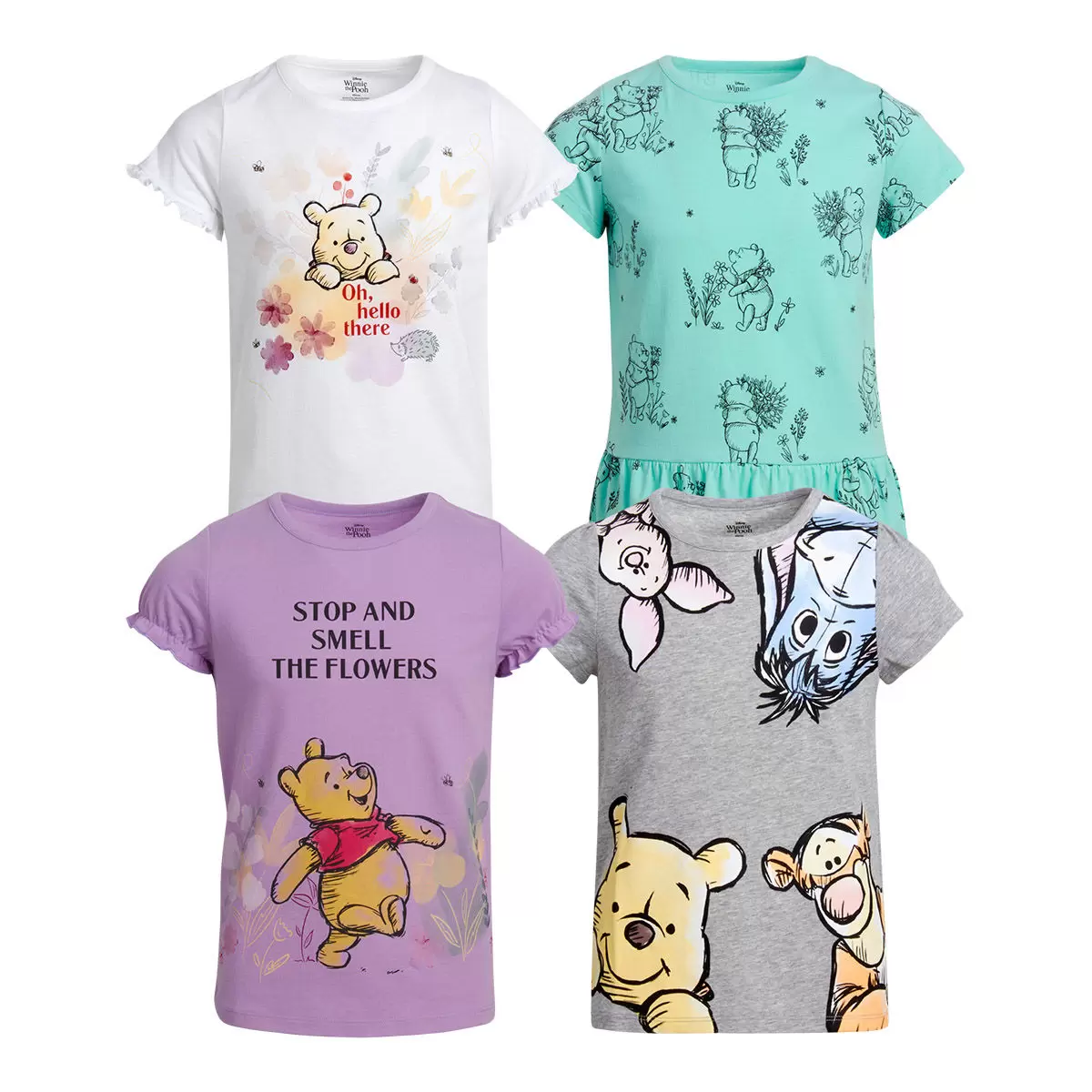 兒童卡通圖案短袖上衣四件組 Winnie the Pooh 6T