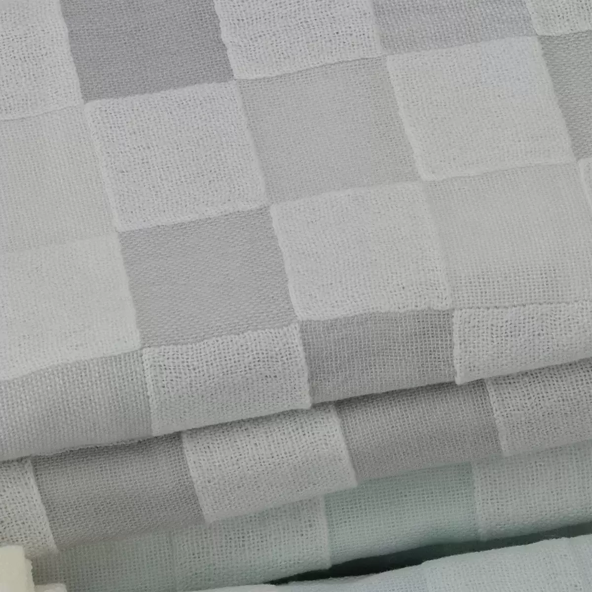 Gemini 雙星毛巾彩色方格雙層紗布浴巾 2入組 66公分 X 137公分 藍 + 灰