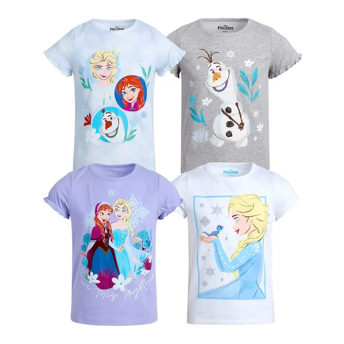 兒童卡通圖案短袖上衣四件組 Frozen 7T
