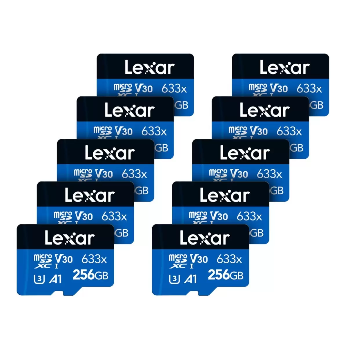 Lexar 雷克沙 High-Performance 633x 256GB microSDXC UHS-I 記憶卡含SD轉接卡 10入組