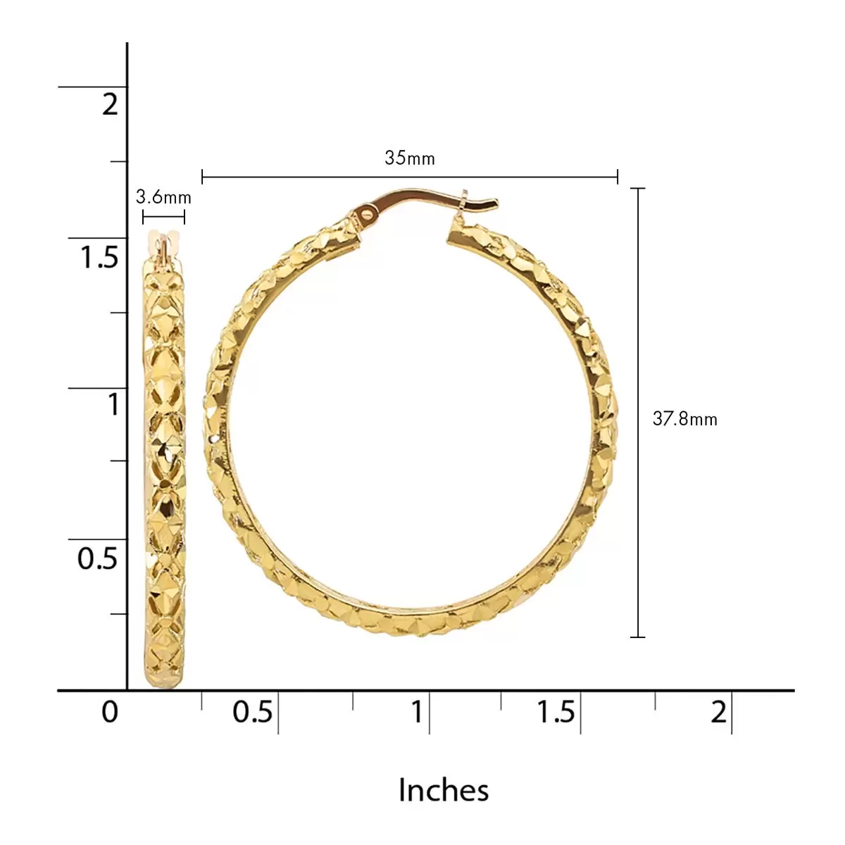 14K黃K金 鑽石切割圈型耳環