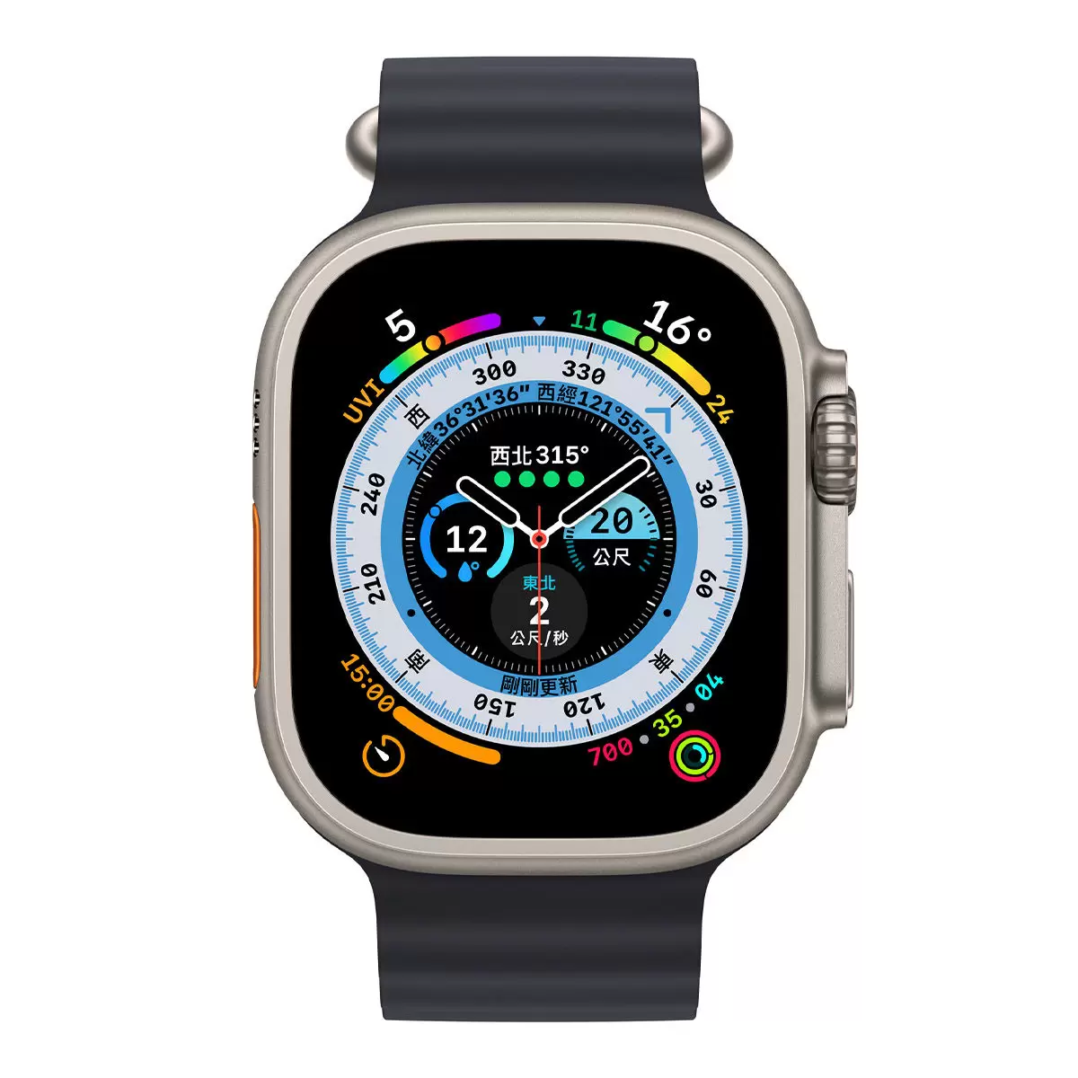 Apple Watch Ultra (GPS + 行動網路) 49公釐鈦金屬錶殼 海洋錶帶