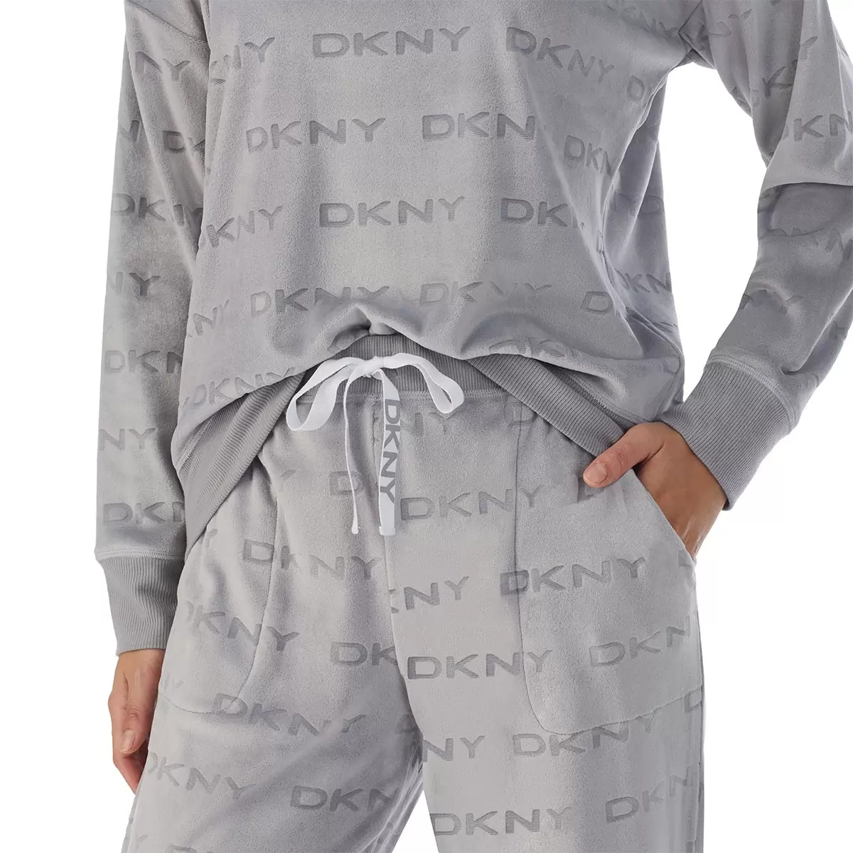 DKNY 女長袖睡衣套組 灰 M