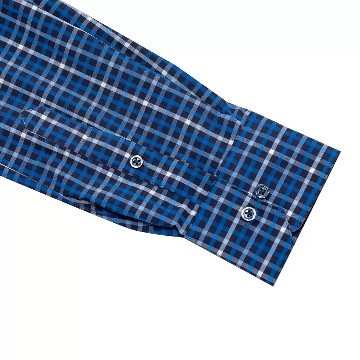 Kirkland Signature 科克蘭 男長袖彈性涼感免燙襯衫 深藍格紋 領圍 17/17.5吋 X 袖長 34/35吋