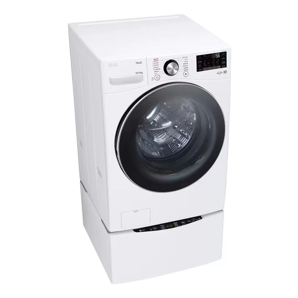 LG 18公斤/10公斤 蒸氣滾筒洗衣機 (蒸洗脫烘) WD-S18VDW + 2.5公斤 MiniWash 迷你洗衣機 WT-D250HW