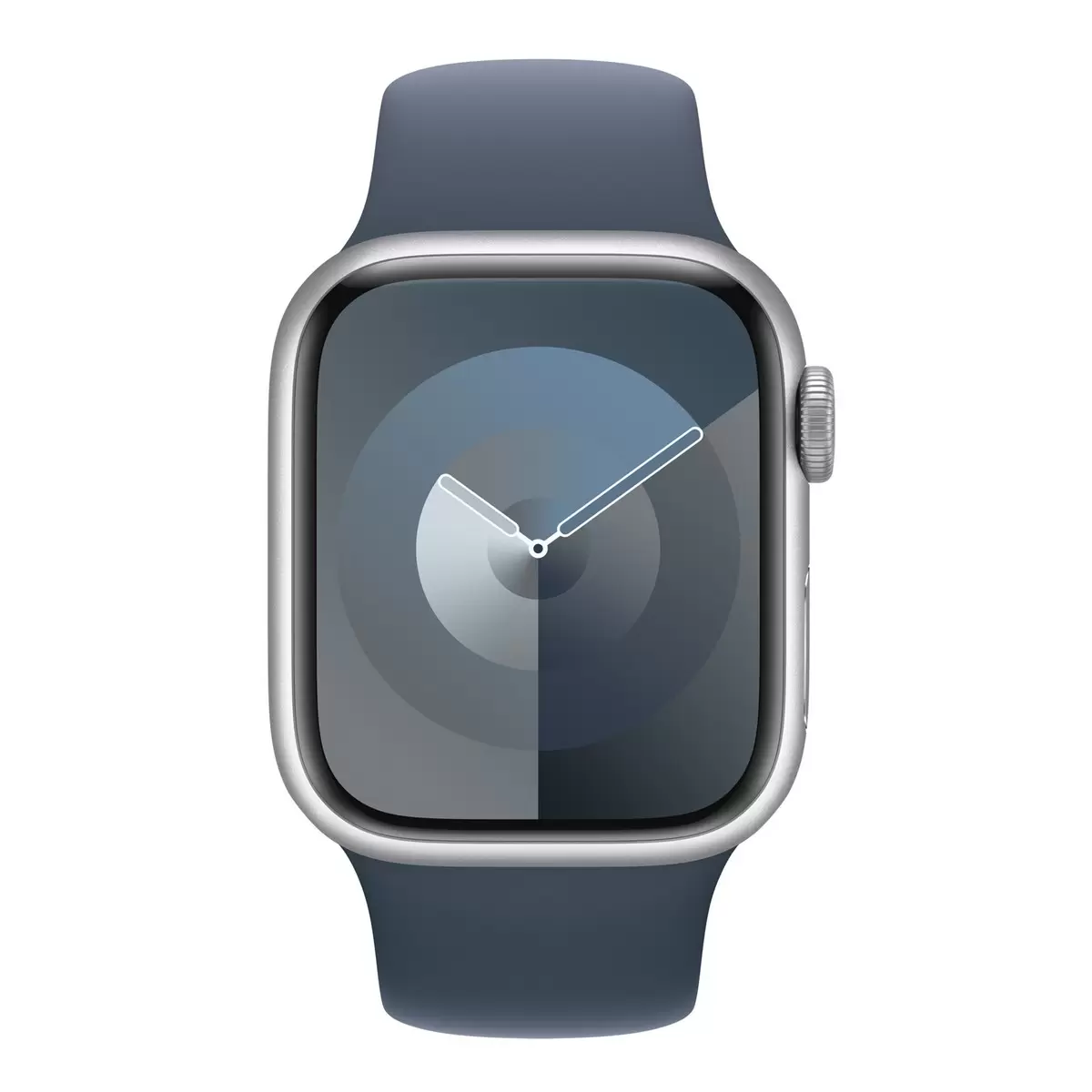 Apple Watch S9 (GPS) 45公釐 銀色鋁金屬錶殼 風暴藍色運動型錶帶 S/M