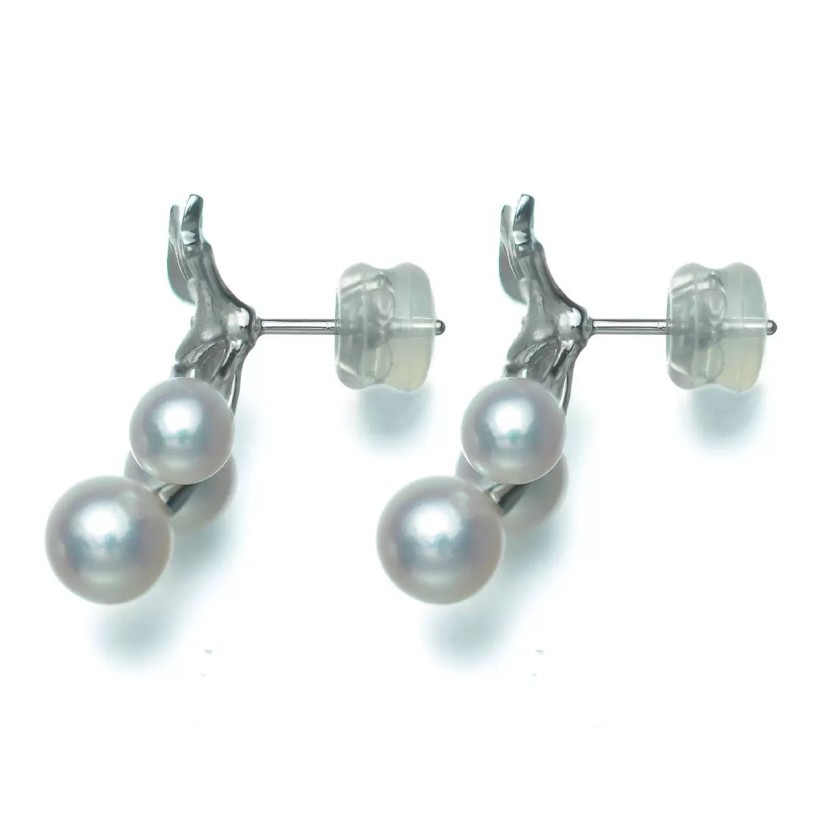 Tokyo Pearl 0.12克拉 18K白K金 5.0公釐 - 6.5公釐 Akoya珍珠鑽石耳環