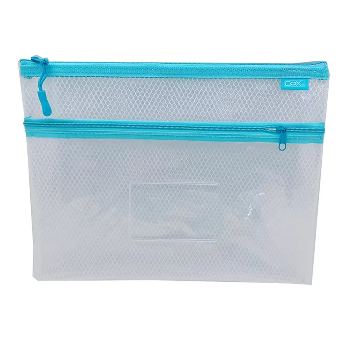 Cox三燕 EVA B5環保雙層網格+透明收納拉鍊袋(附名片袋) 12入 藍
