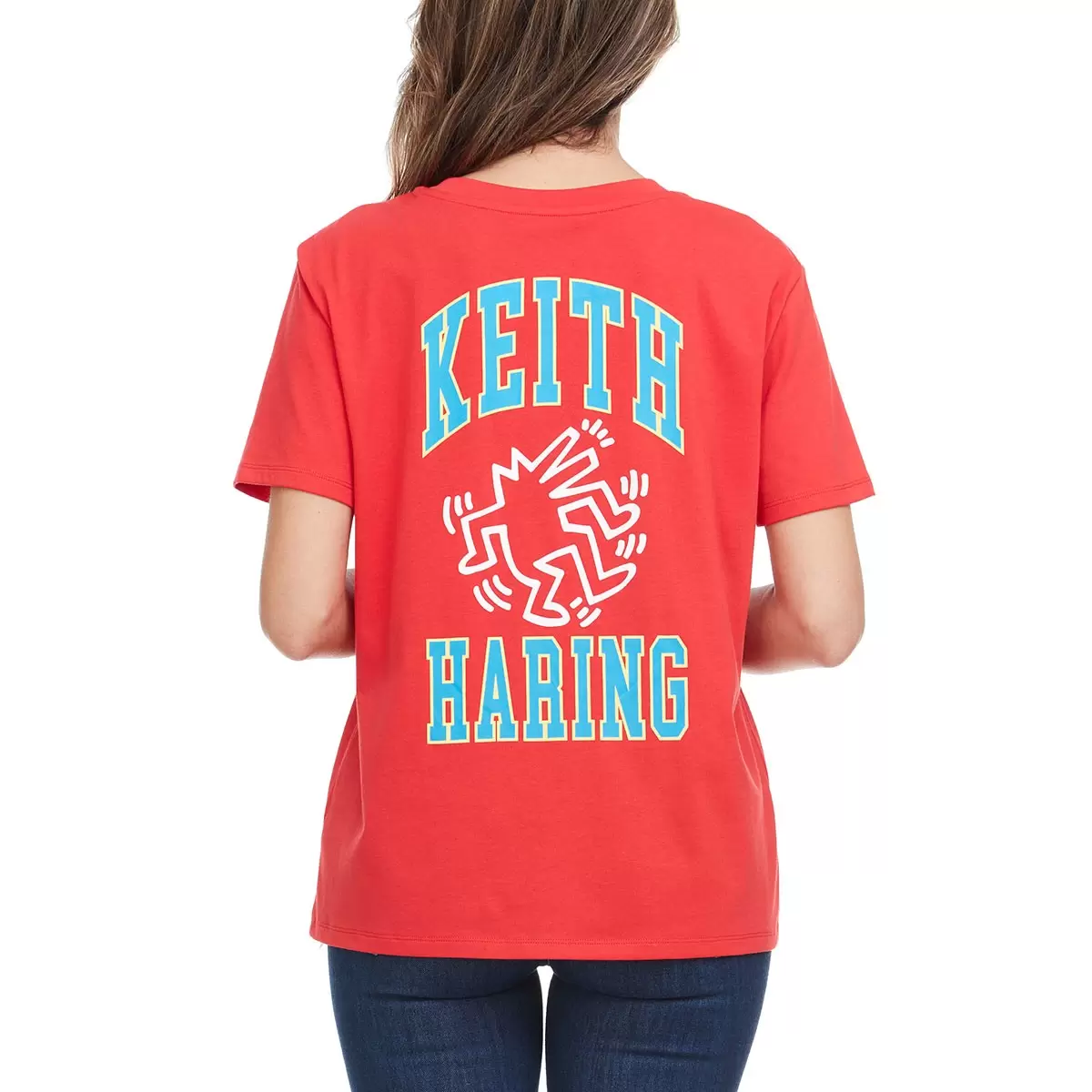 Keith Haring 女塗鴉短袖上衣 玫瑰紅 S