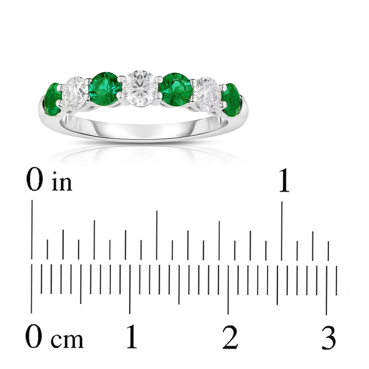 0.48克拉 14K白K金 祖母綠寶石圓形鑽石戒指 VS2/I