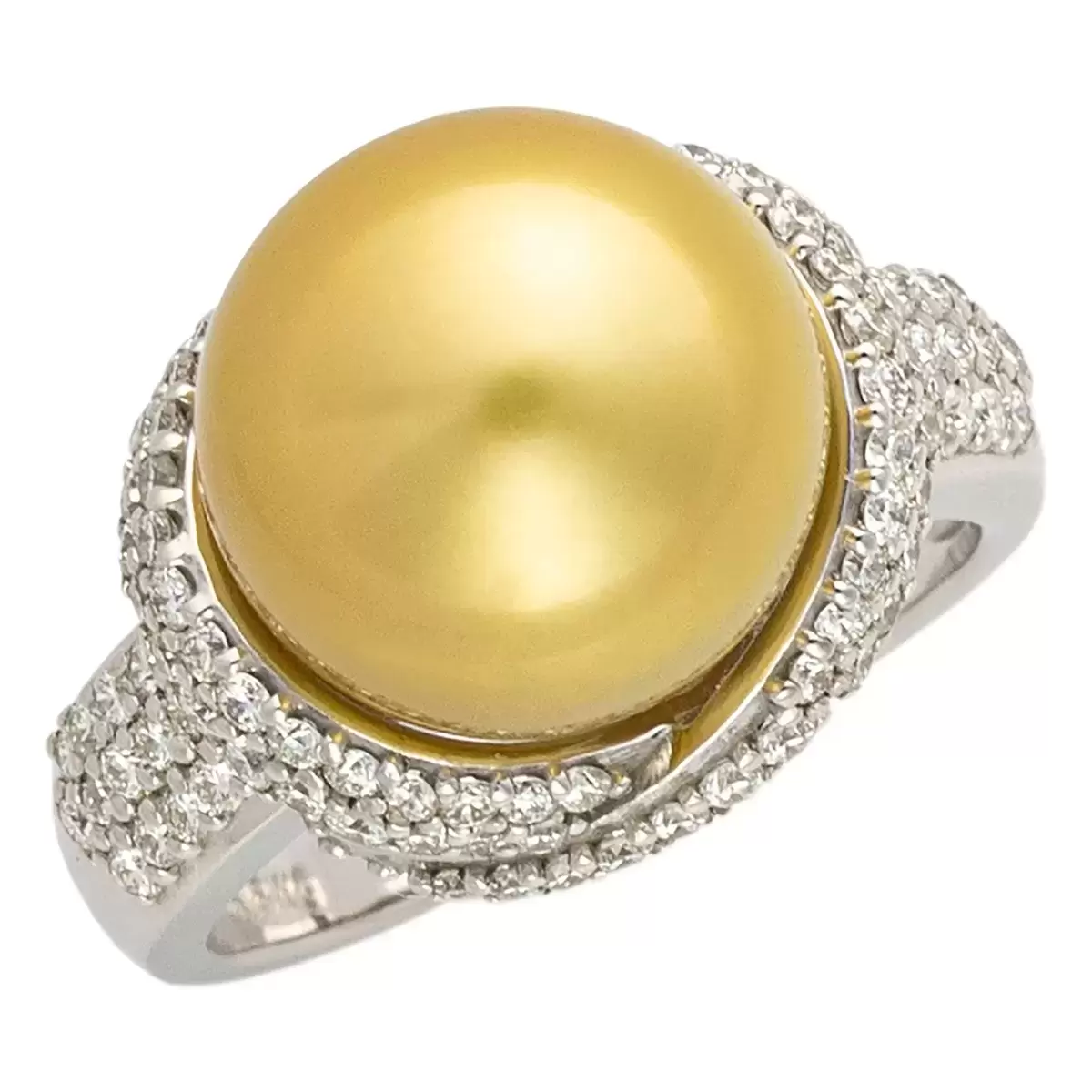 Tokyo Pearl 0.78克拉 18K白K金 11.0公釐 - 12.0公釐 南海金珍珠鑽石戒指