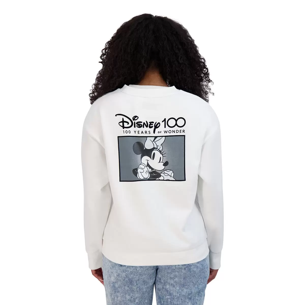 Disney 100周年紀念款女長袖上衣 白 Minnie XL