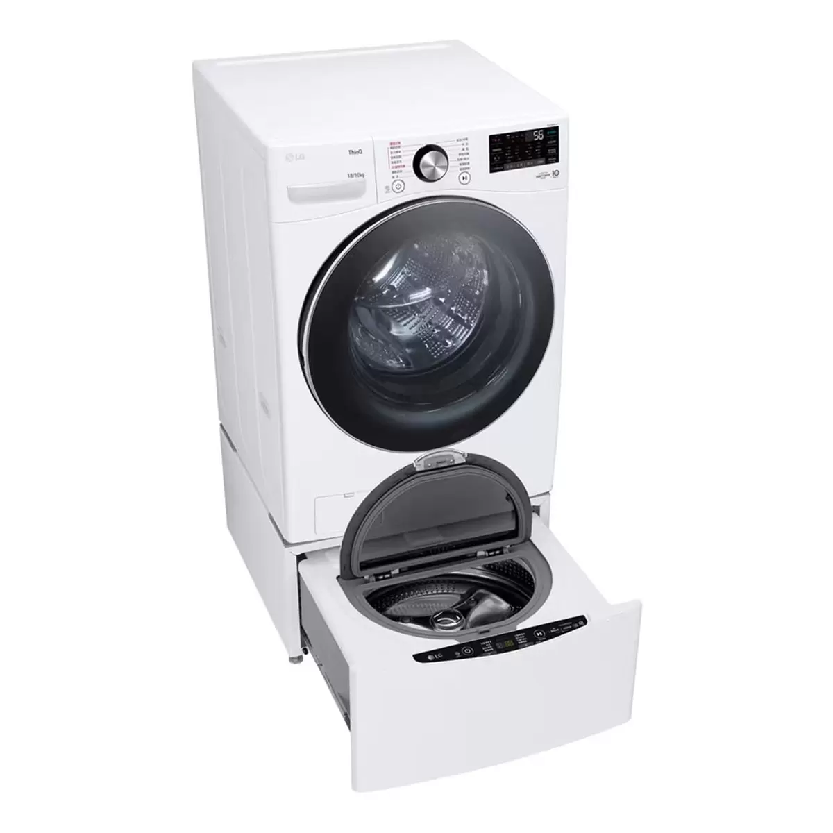 LG 18公斤/10公斤 蒸氣滾筒洗衣機 (蒸洗脫烘) WD-S18VDW + 2.5公斤 MiniWash 迷你洗衣機 WT-D250HW