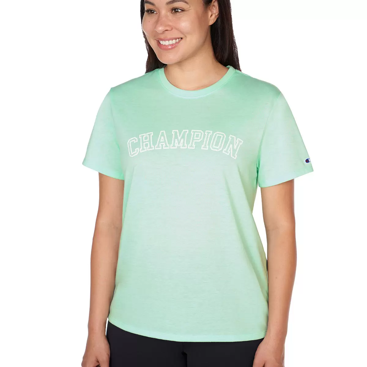 Champion 女Logo寬鬆圓領短袖上衣 綠