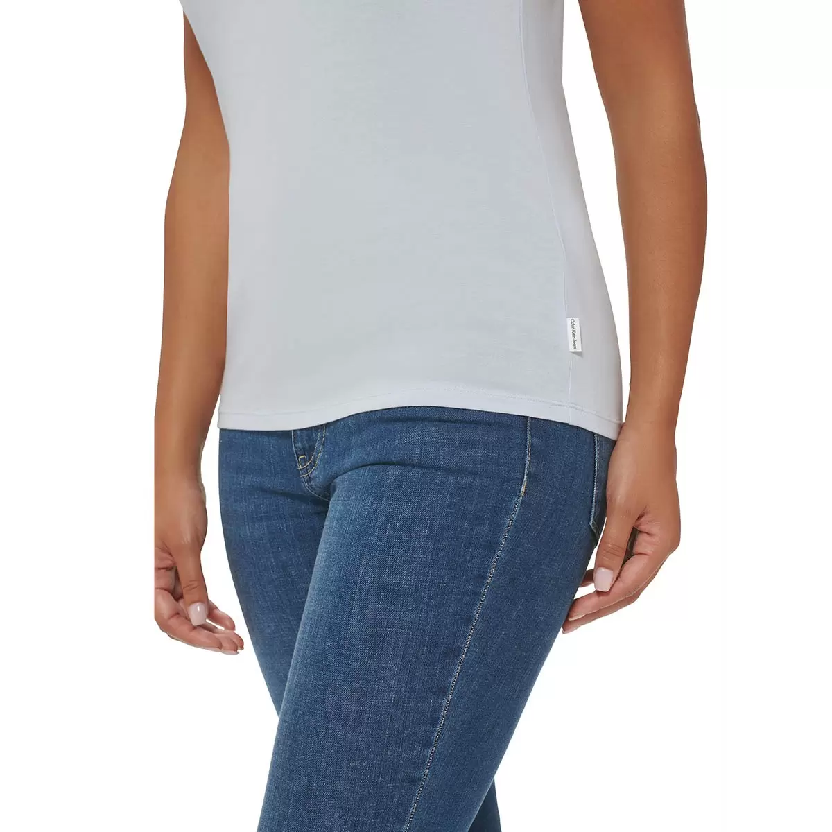 Calvin Klein Jeans 女Logo短袖上衣 淺藍