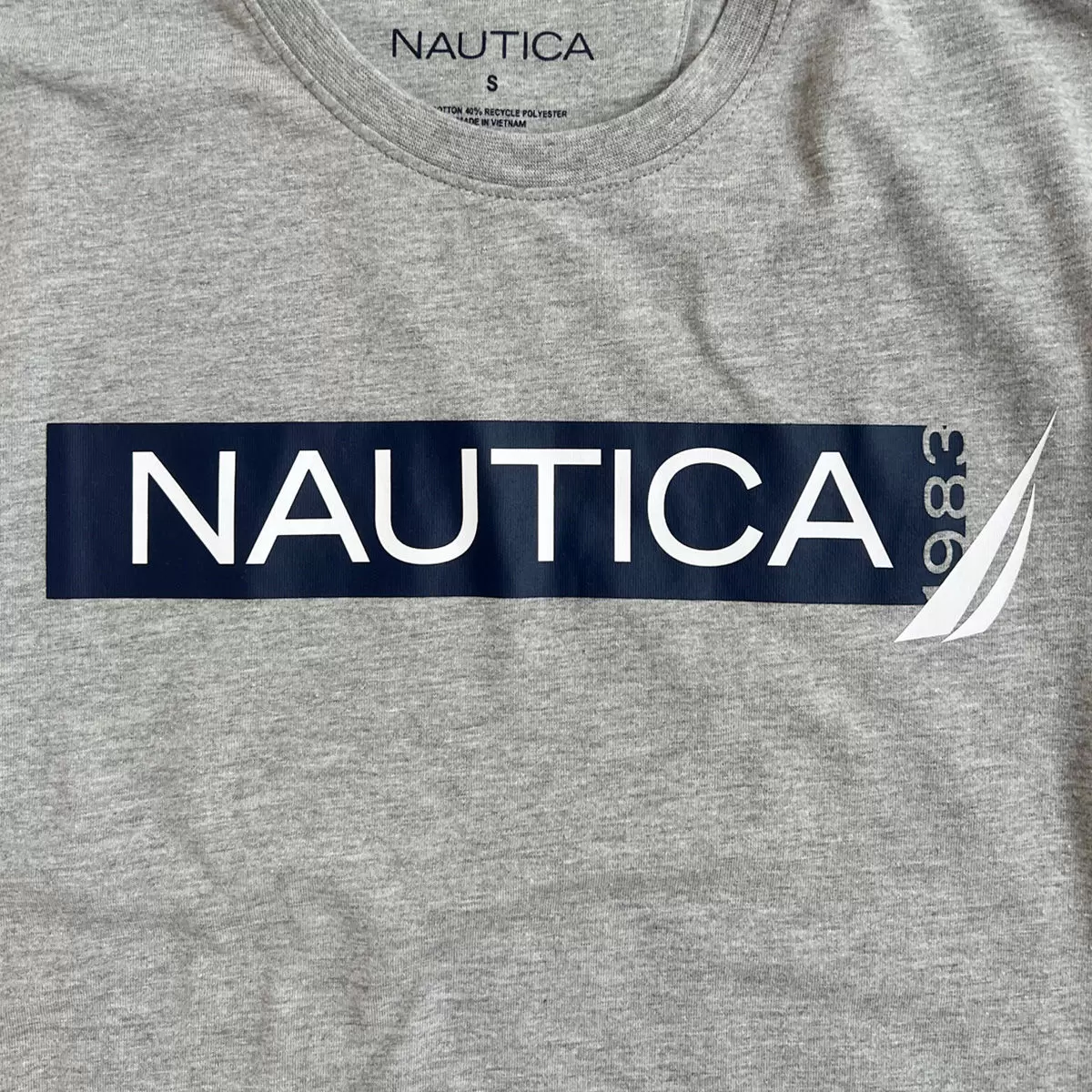 Nautica 男短袖上衣 灰色文字Logo S