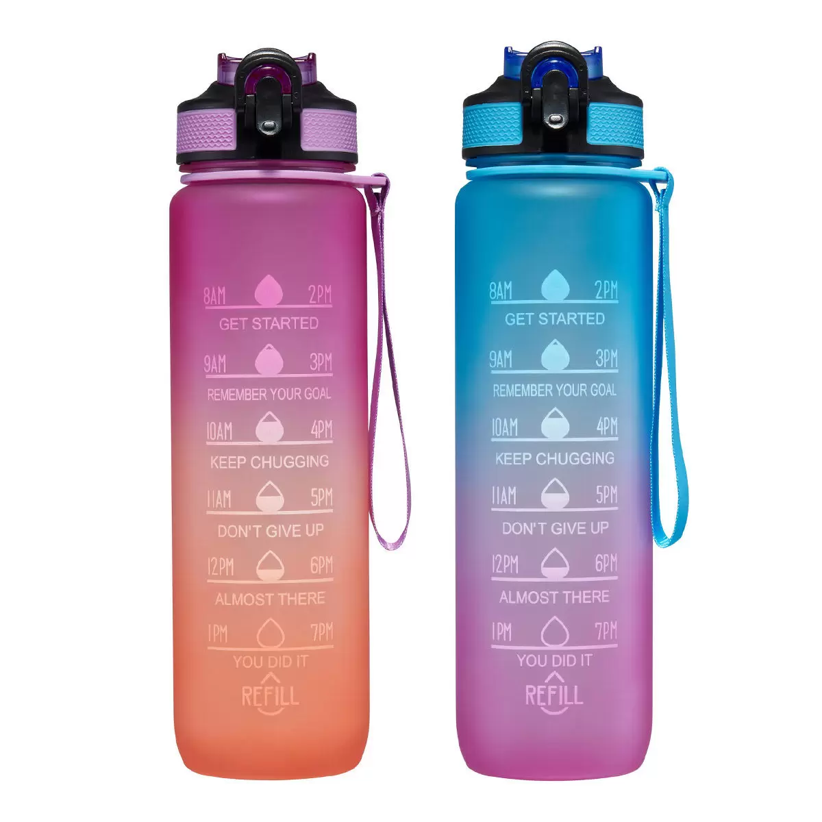 吸管冷水瓶 887毫升 X 2件組 紫色+橘色