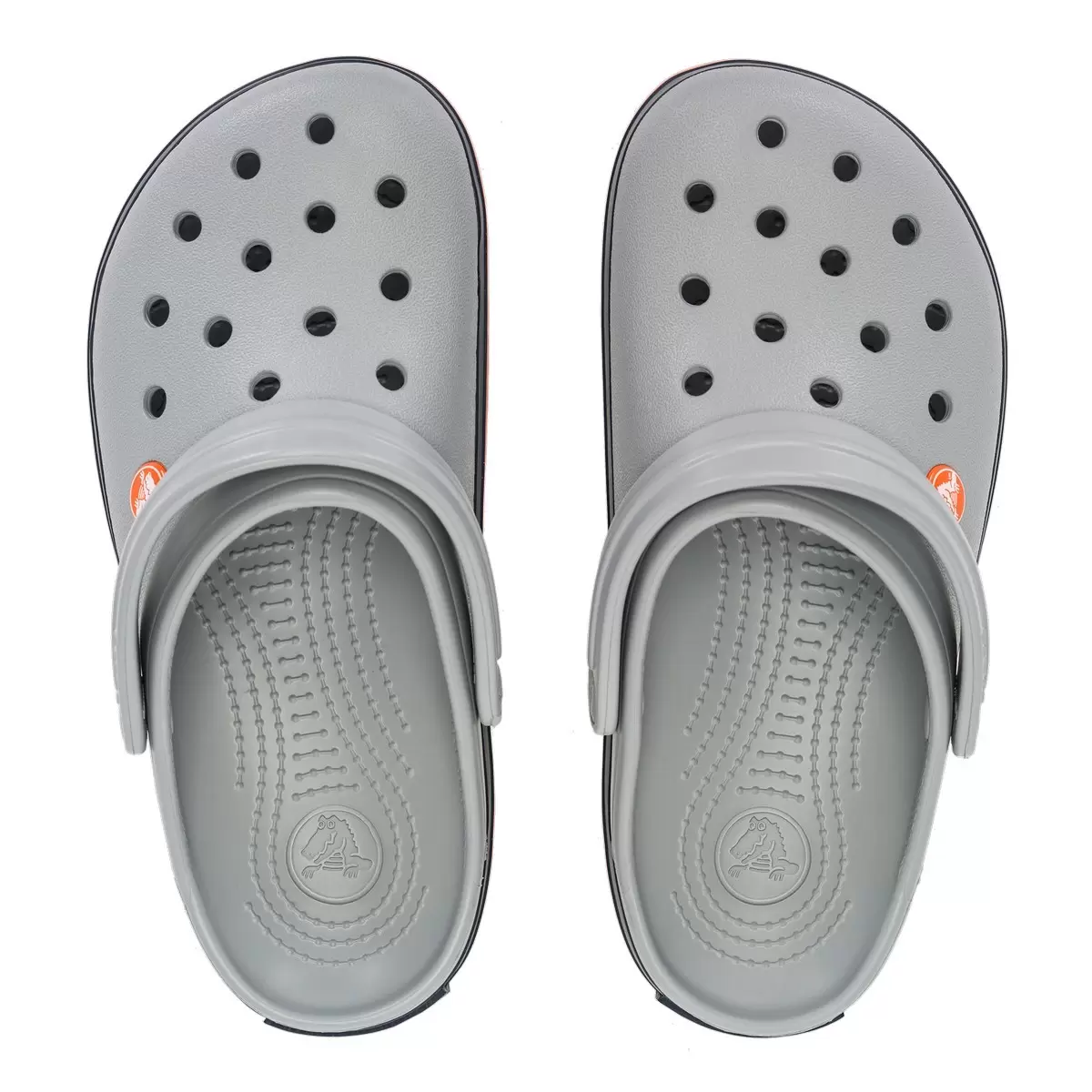 Crocs 中性款涼鞋 灰底橘邊條 US 6