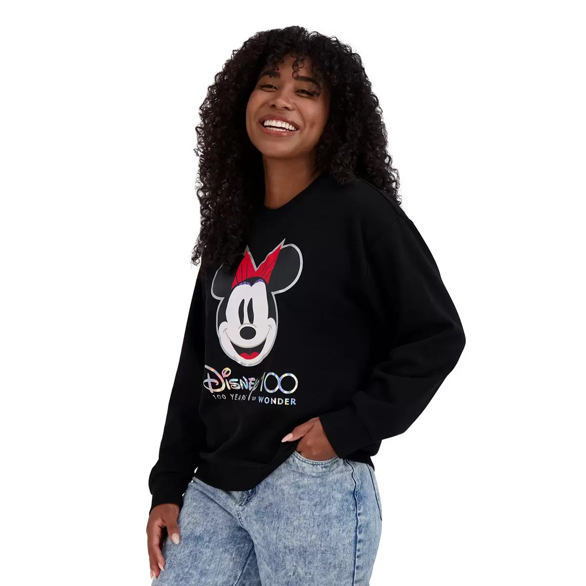 Disney 100周年紀念款女長袖上衣 黑 Minnie XL