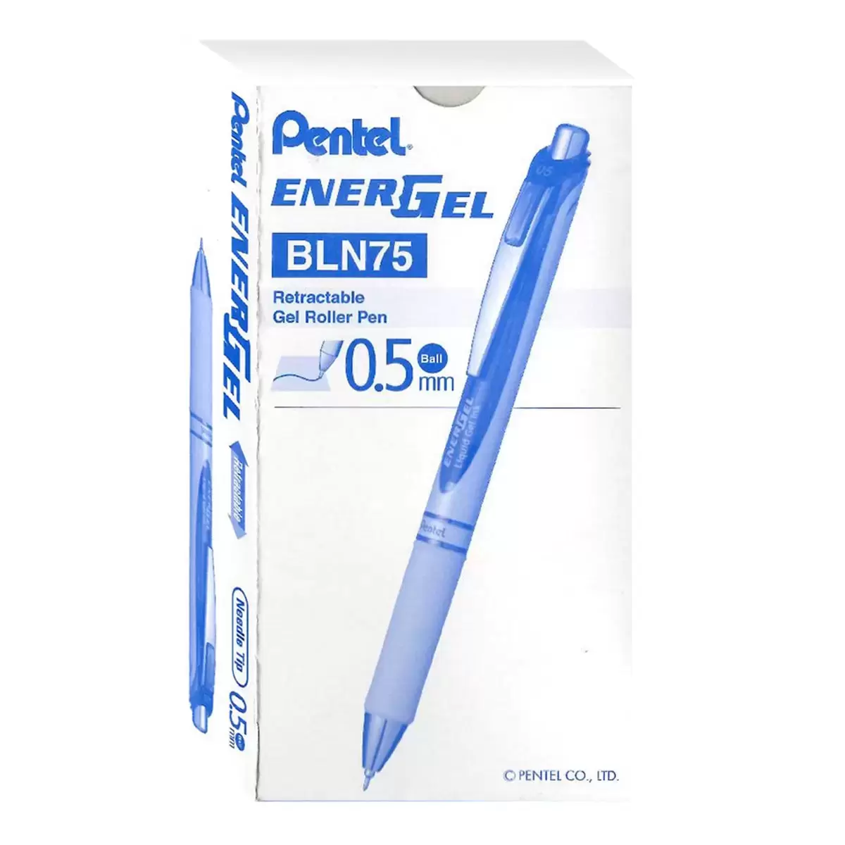 Pentel Energel 白桿極速鋼珠筆 0.5公釐 X 12支 藍