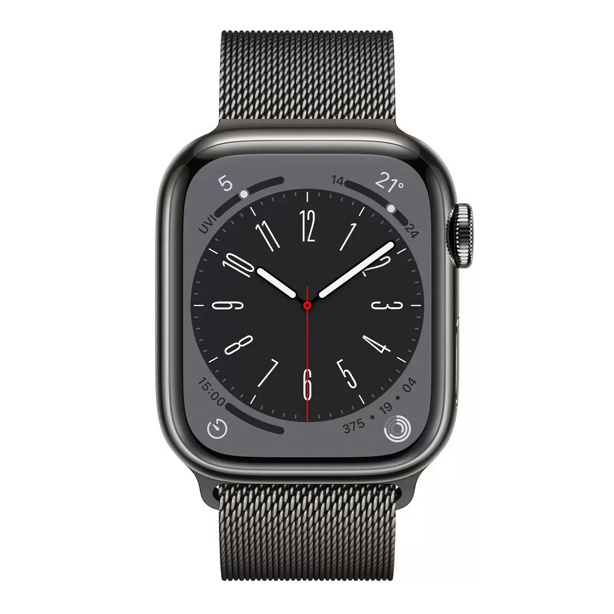 Apple Watch S8 (GPS + 行動網路) 41公釐石墨色不鏽鋼錶殼 石墨色米蘭式錶環