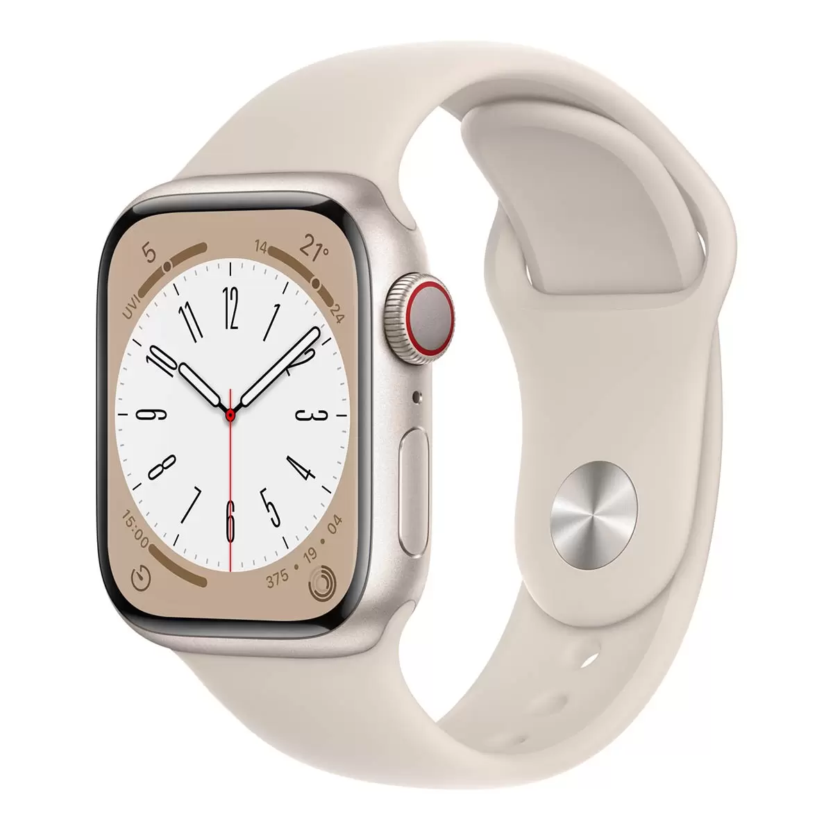 Apple Watch S8 (GPS + 行動網路) 41公釐星光色鋁金屬錶殼 星光色運動型錶帶