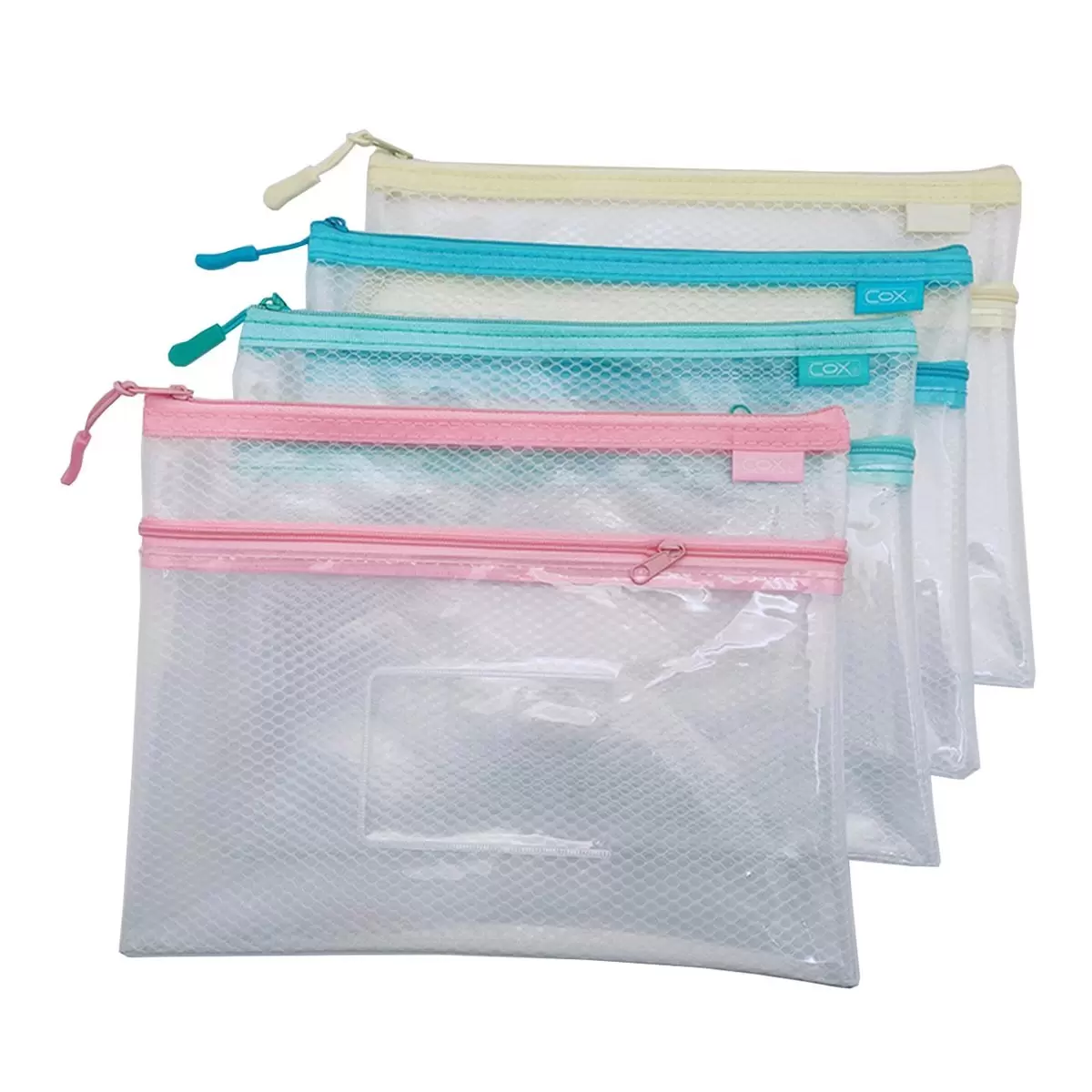 三燕 EVA A4環保雙層網格+透明收納拉鍊袋(附名片袋)12入