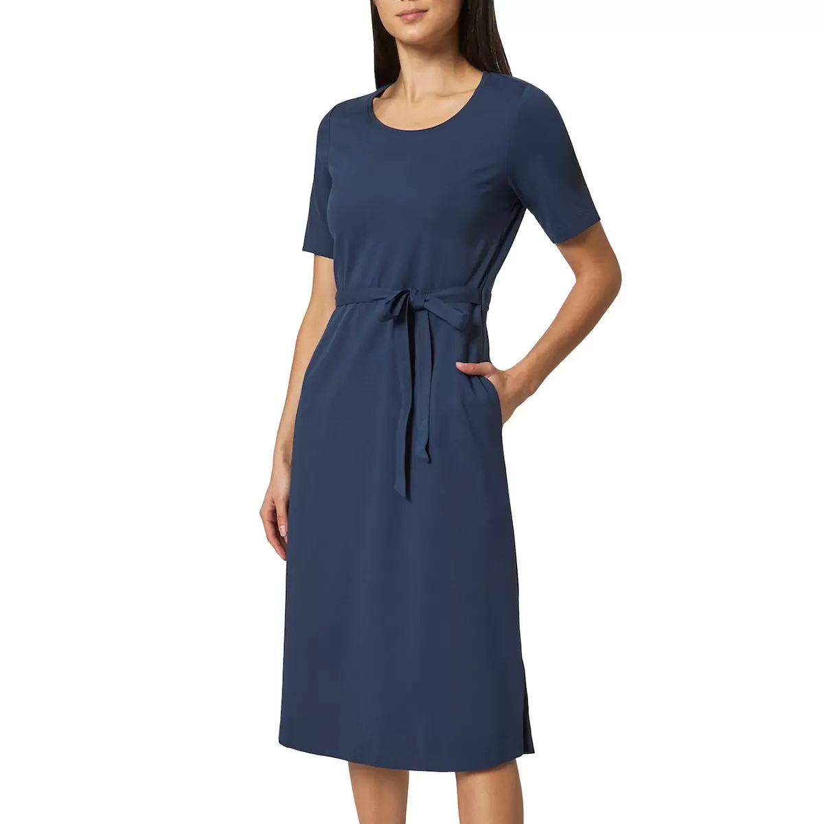 Mondetta 女低圓領連身洋裝 深藍 XL