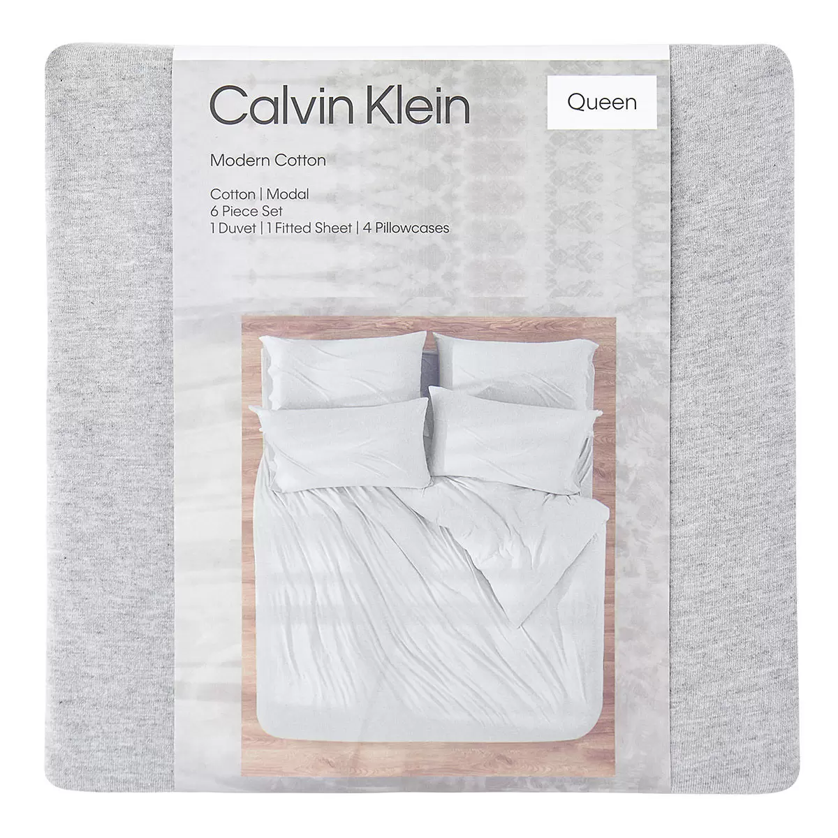 Calvin Klein 雙人素色床包六件組 152公分 X 190公分 淺灰